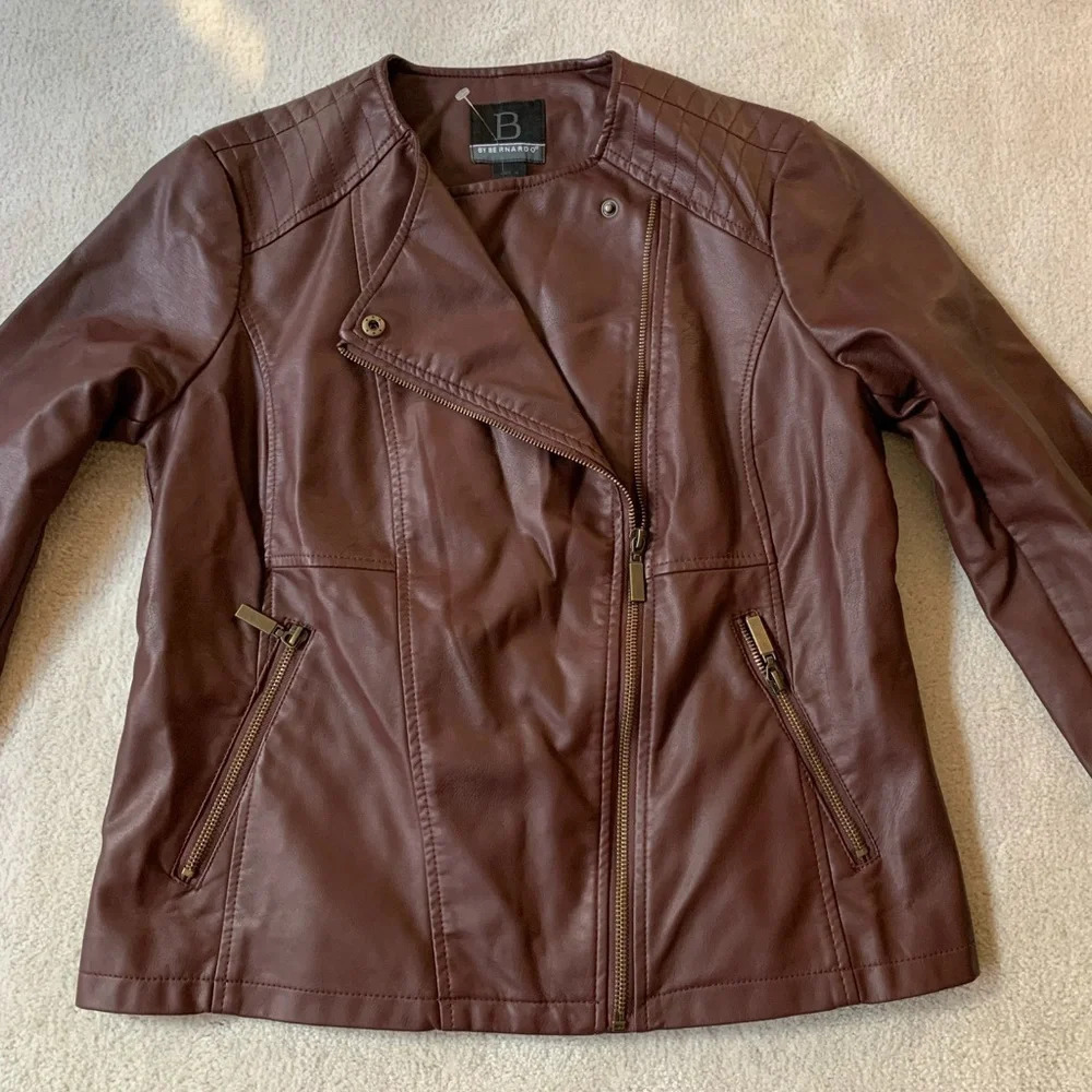 B by Bernardo NWT Faux Leather Moto Jacket Medium M